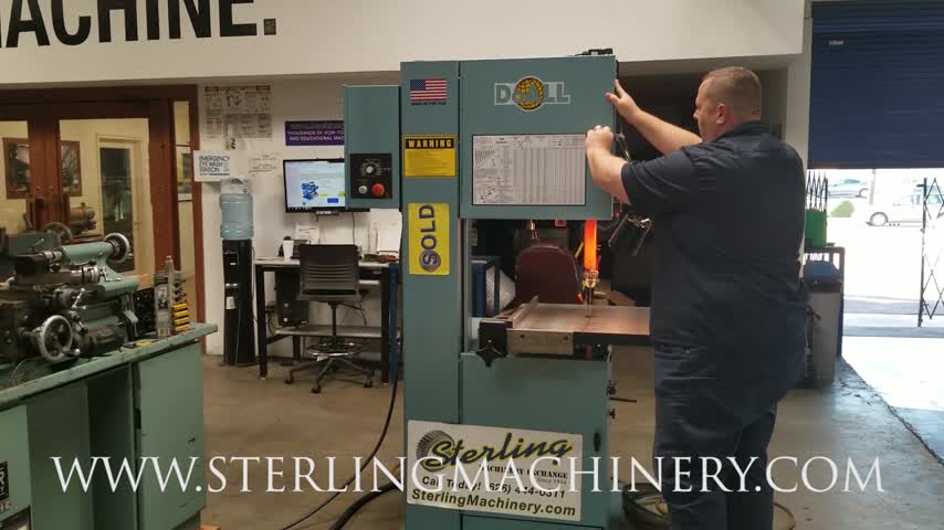 DoAll-20" USED DOALL VERTICAL CONTOUR BANDSAW W/ VARIABLE FREQUENCY INVERTER SPEED DRIVE, MDL. 2013-V3, VARIABLE SPEED, TABLE TILTS FOR ANGLE CUTTING, DUAL RANGE TRANSMISSION, VARIABLE FREQUENCY AC DRIVE, BAND SPEED INDICATOR, BAND DOOR INTERLOCKS, BAND TENSION-01