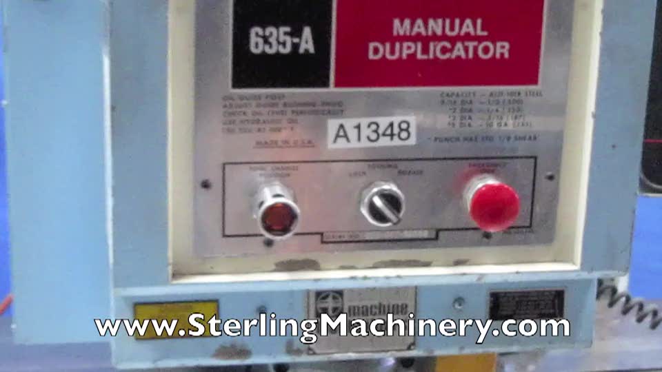30 Ton Used Whitney Hydraulic Single End Fabricating Punch, Mdl. 635-A, Duplicator Attachment, Digital Readout, Quick Change Tooling, Cabinet of Tooling #A1348