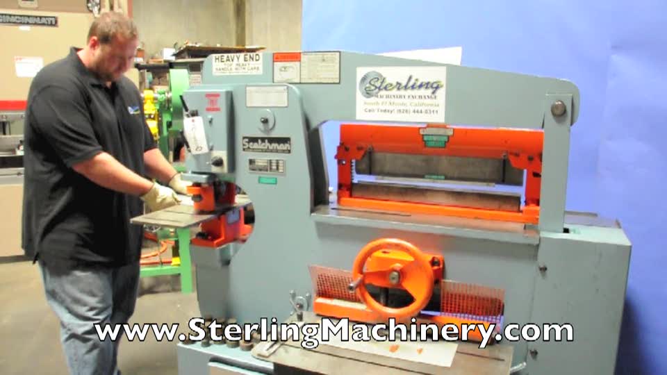 65 Ton Used Scotchman Hydraulic Iron Worker, Mdl. 6509-24M, 24\" Brake Attachment, Angle Shear, Back Stop, Punches and Dies, Year (1999) #A1880