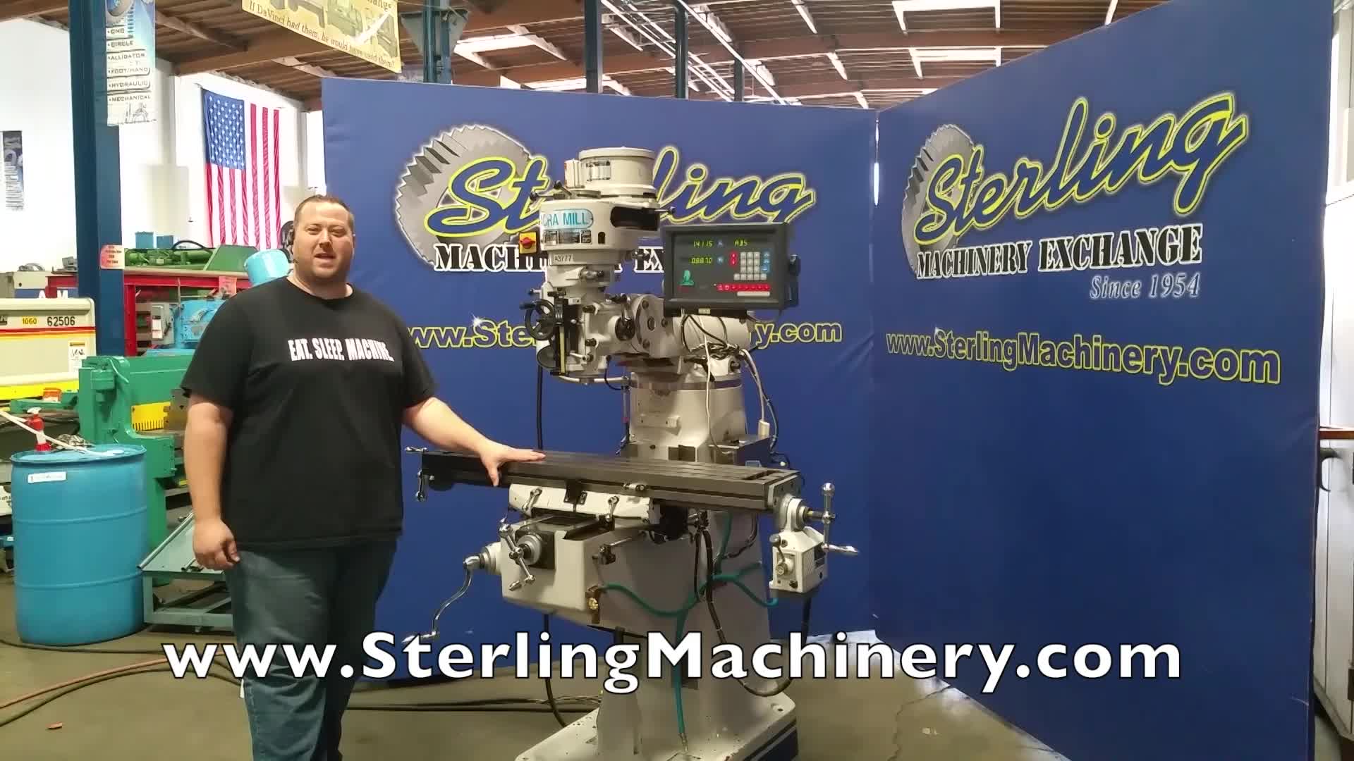 Acra-9\" x 49\" Used Acra Variable Speed Vertical  Mill, Mdl. AM2V, Newall 2 Axis Digital Readout System, Mitutoyo Quill Digital Scale, Bestline Powered Table Feed, Cool Mist Coolant System, Meehanite Casting, Chrome Ways, Work Light,  #A3777-01