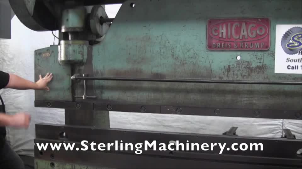 135 Ton x 12\' Used Chicago Mechanical Clutch Press Brake, Mdl. 410-D, Power Ram Adjustment W/Indicators, Foot Treadle, Die Rail, Bijur Auto Lube,  #A2242