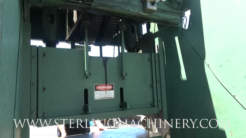 Rousselle-300 TON X 4" USED ROUSSELLE HEAVY DUTY GAP FRAME DOUBLE CRANK INCLINABLE PRESS, MDL. B2-300-60-30, DOUBLE GEARED TWIN DRIVE, QUILL MOUNTED FLYWHEEL, AIR CLUTCH AND DISC BRAKE, (2) AIR COUNTERBALANCES, REINFORCED BOX TYPE BED, SLIDE AND CROWN, POWER SLIDE-01