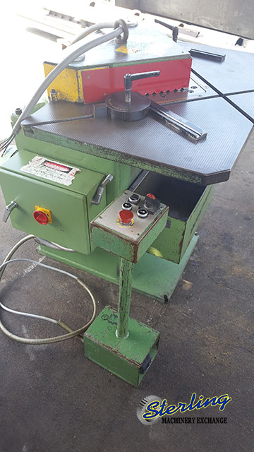 BOSCHERT-3/16" x 8 3/4" Used Boschert Hydraulic Notcher, Mdl. LB 12HY, Twin Work Guides, Remote Pedestal Control With Foot Pedal, Scrap Bin,  #A4524-01