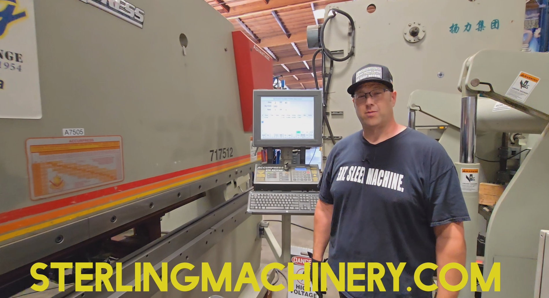 Accurpress-175 Tons x 12' Used Accurpress Advantage Hydraulic CNC Press Brake, Mdl. Advantage 717512, Accurpress ETS Controls, Pedestal Control, Dual Palm Buttons On Pedestal, Foot Pedestal Stand, Die Rail, Low Profile Design, All Above Ground, Year(2014) #A7505-01