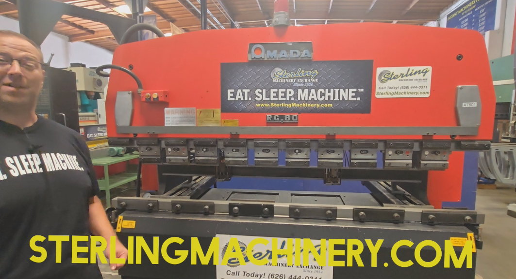 Amada-88 Tons x 8' Used Amada CNC Hydraulic Press Brake with Amada CNC Control (Guaranteed Machine), Mdl. RG-80, Amada NC9- EX II CNC Back Gauge (3 Axis), Foot Treadle, Made In Japan, #A7601-01
