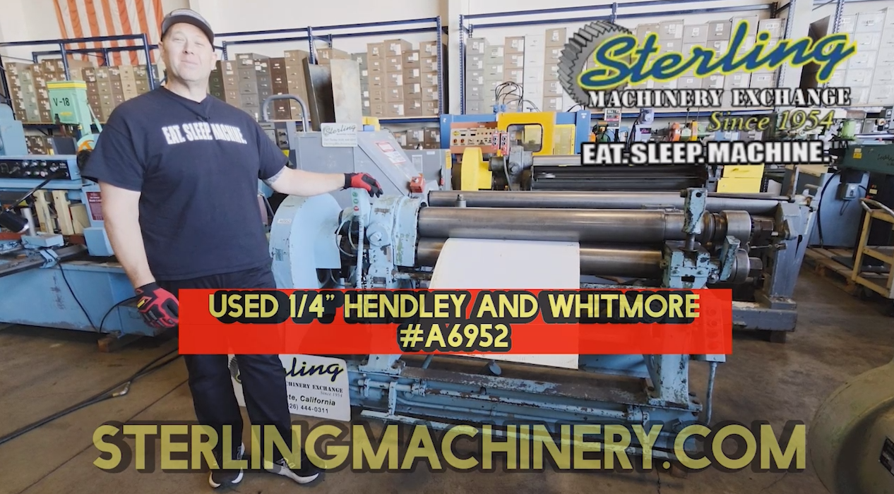 Hendley & Whittemore-1/4" x 44" Used Hendley & Whittemore Mechanical Plate Roll and Angle Roll Machine Combonation, Mdl. 3B, Angle Roll Attachment, Supports, Combination Plate And Angle Roll Machine, Tube Bender Attachment (Needs Dies for Different Sizes), #A6952-01